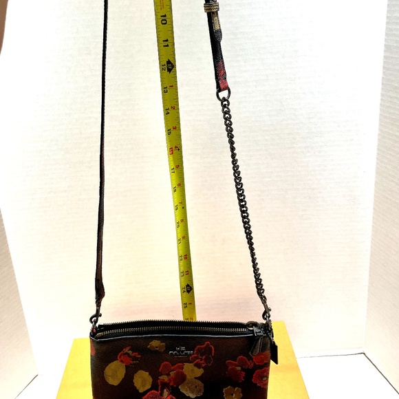 Coach Crossbody Black with red and beige floral - Picture 4 of 5